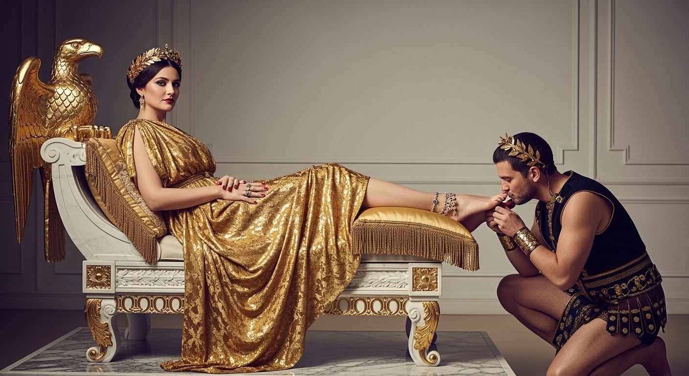 Roman Empress Lounging on Marble Chaise