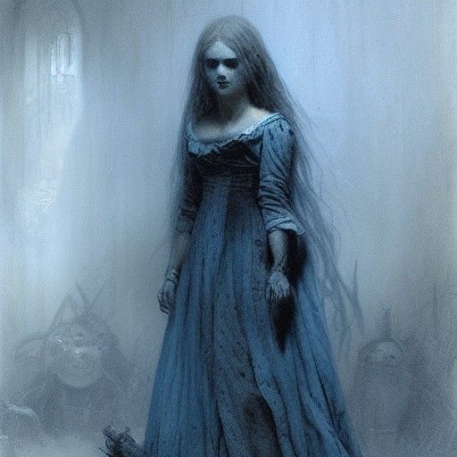 Creepy Blue Doll in Horror Style