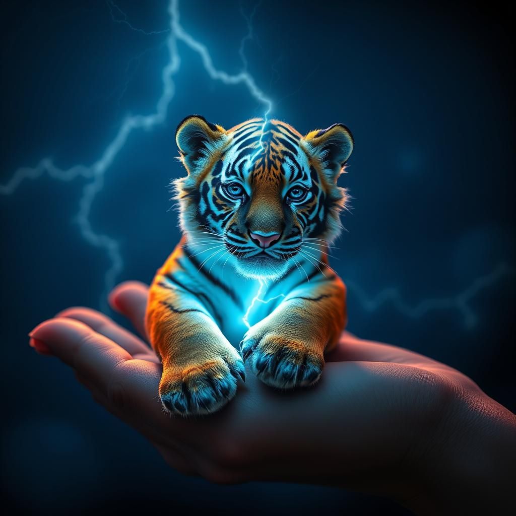 Glowing Lightning Tiger in Macro Photography, Digital Matte ...