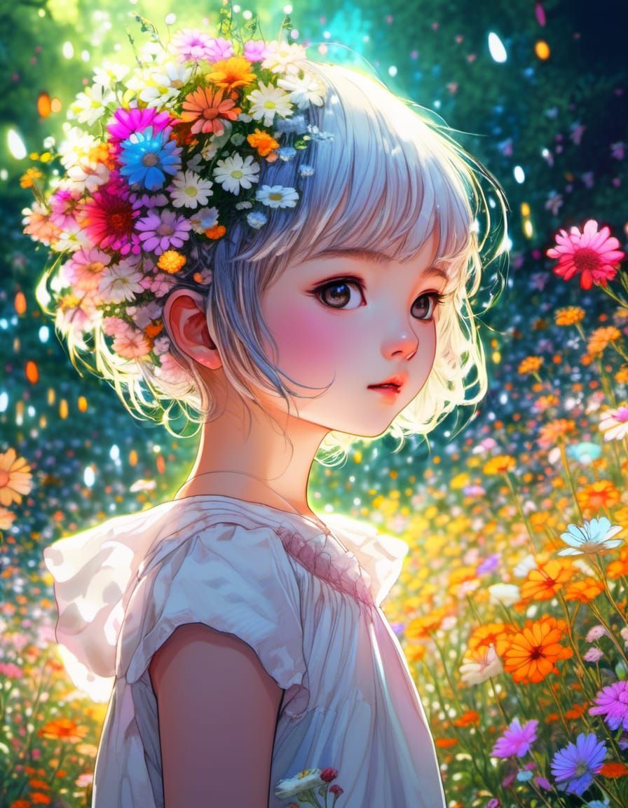 Anime Rainbow Garden with Crystal Flower Hand