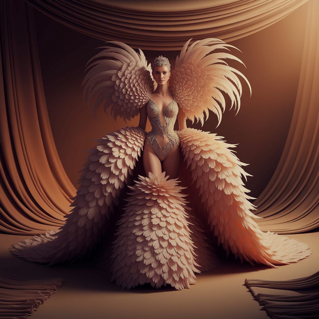 Feathered Haute Couture on Minimalist Catwalk