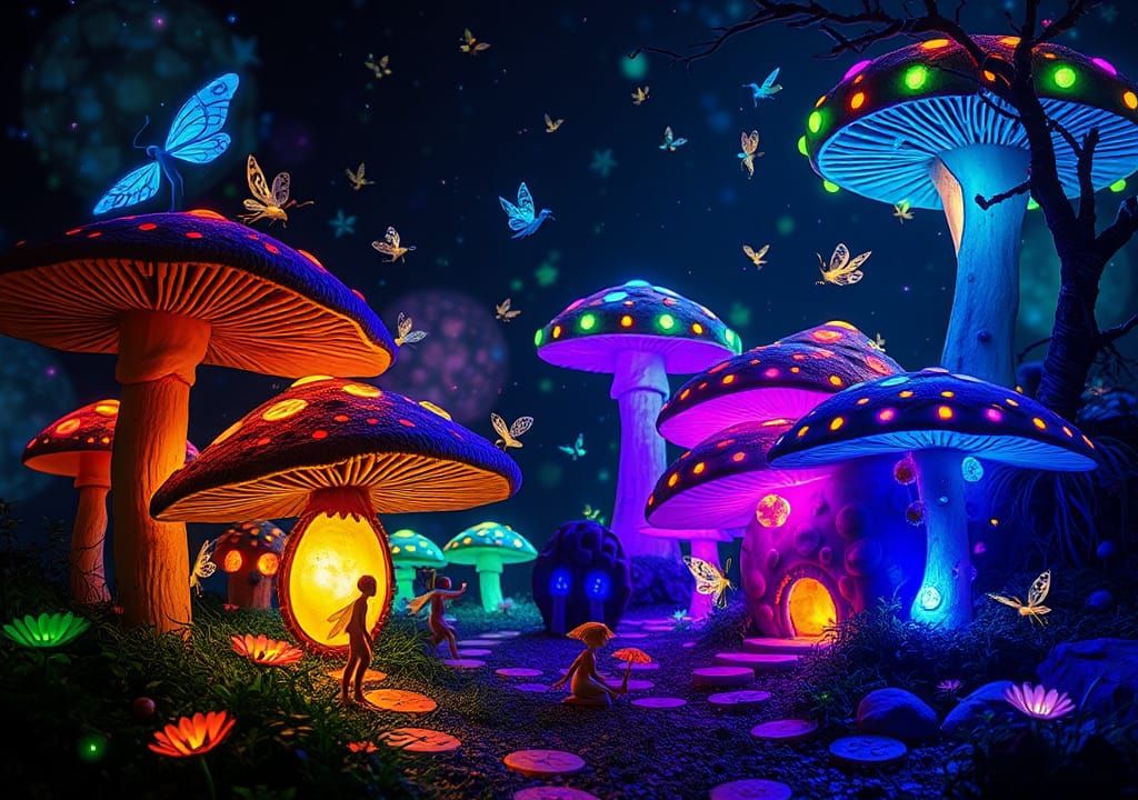 Luminous Fairy Village Nightscape
