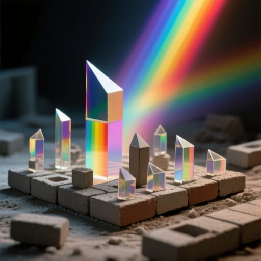 Rainbow Light Beam Prism Assemblage in Photorealism