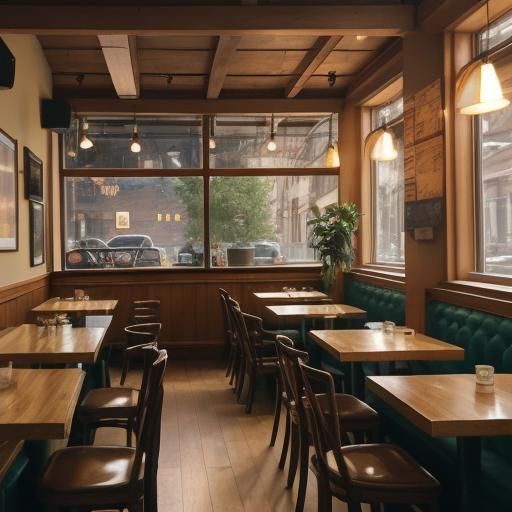 Cafe Scene in Impressionist Oil Painting Style