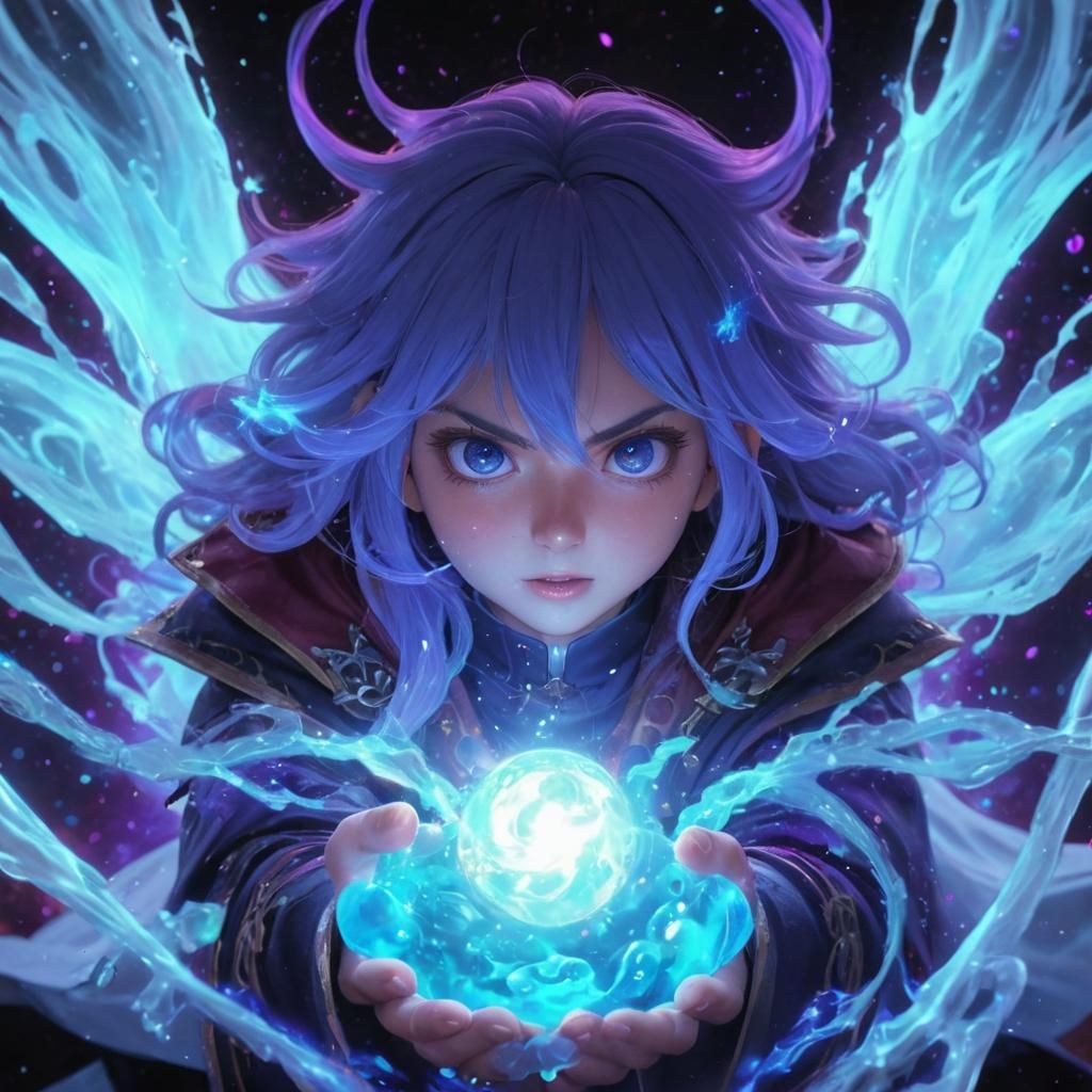 Wizard Unleashes Cosmic Chaos: 3D Anime Art