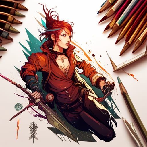 Steampunk Ninja Warrior with Luminous Colors