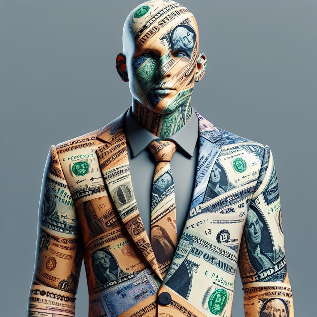 Banknote Person: Hyper-Detailed 3D Render