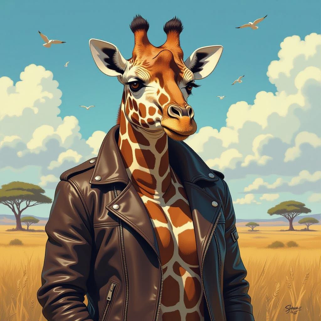 Bear-Giraffe Hybrid in Dreamlike Savannah Art