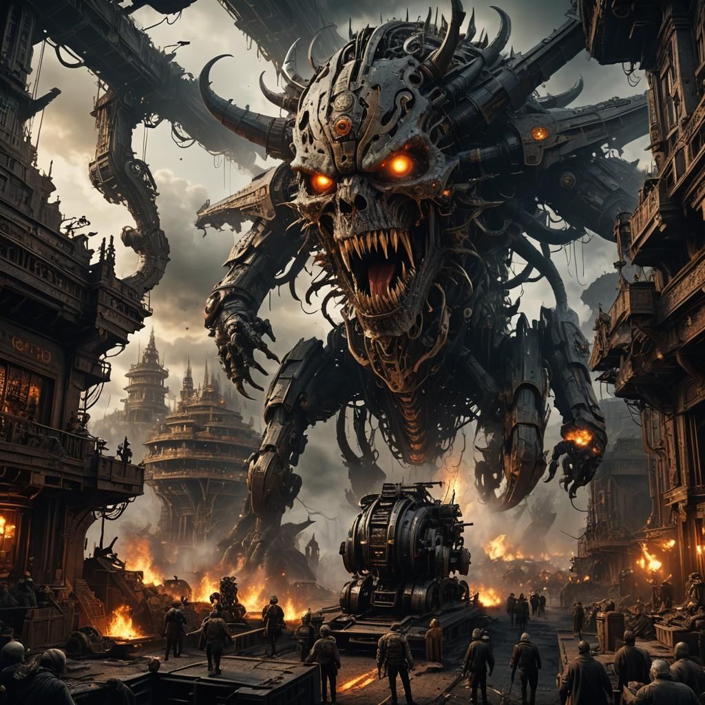 Mechanical Creatures in a Hellish Landscape