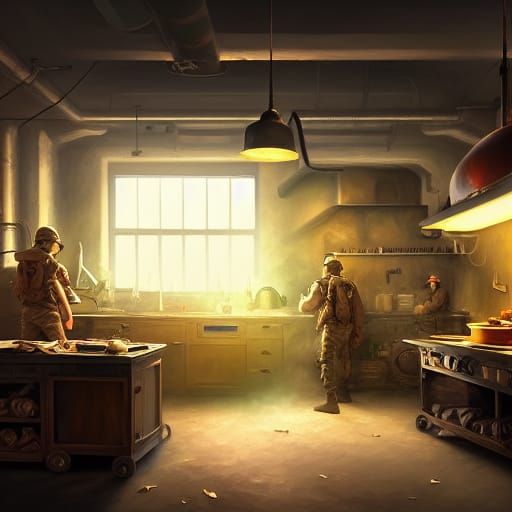 Field Military Kitchen in Dark Fantasy Style
