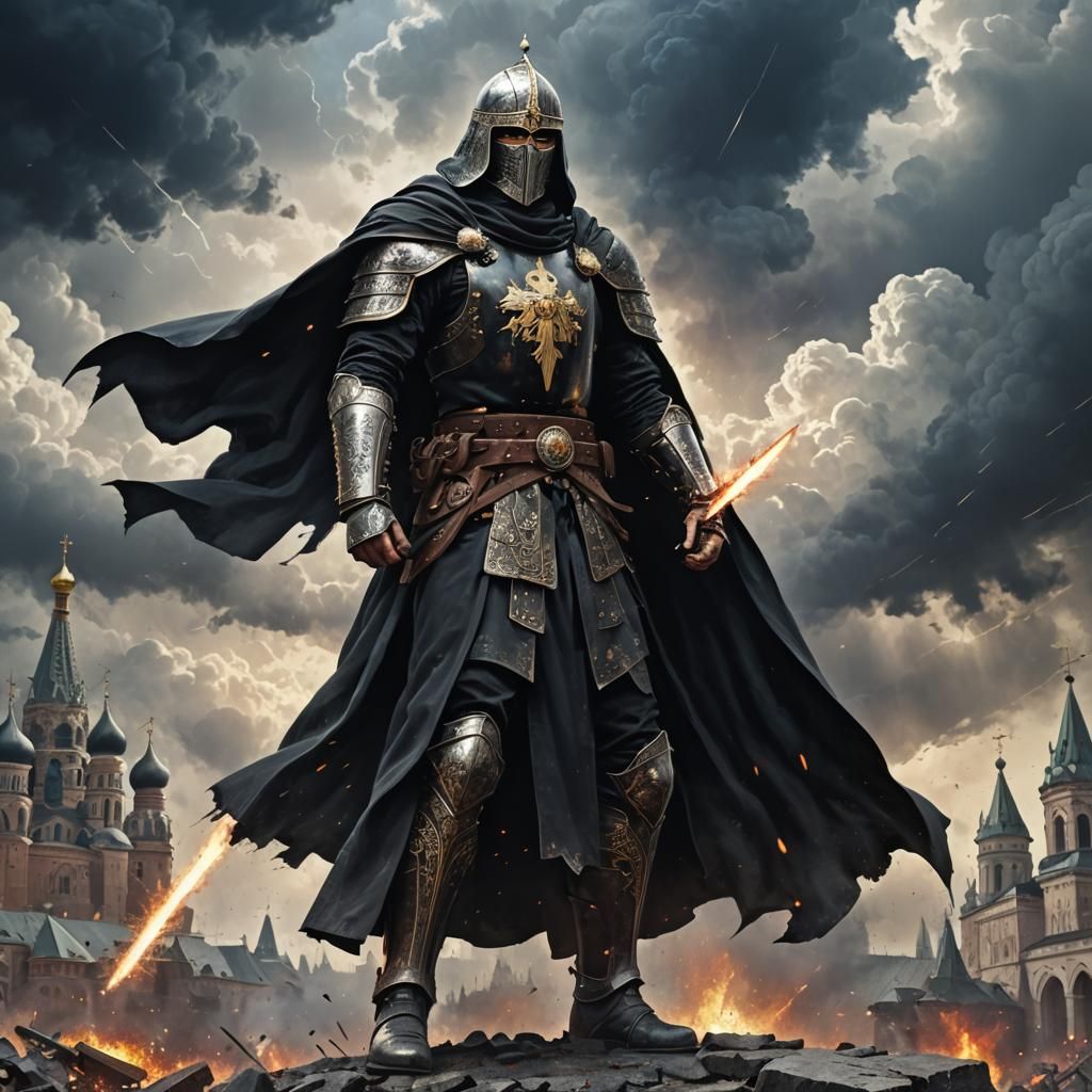 Russian Paladin Amidst Destruction