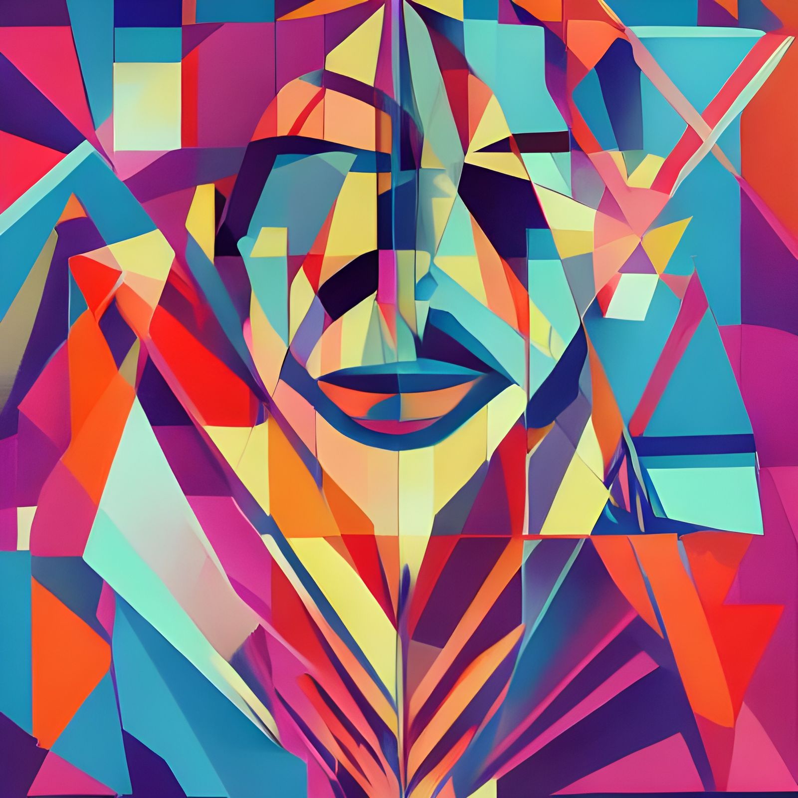 Cubist Women in Metaverse Art Deco Painting