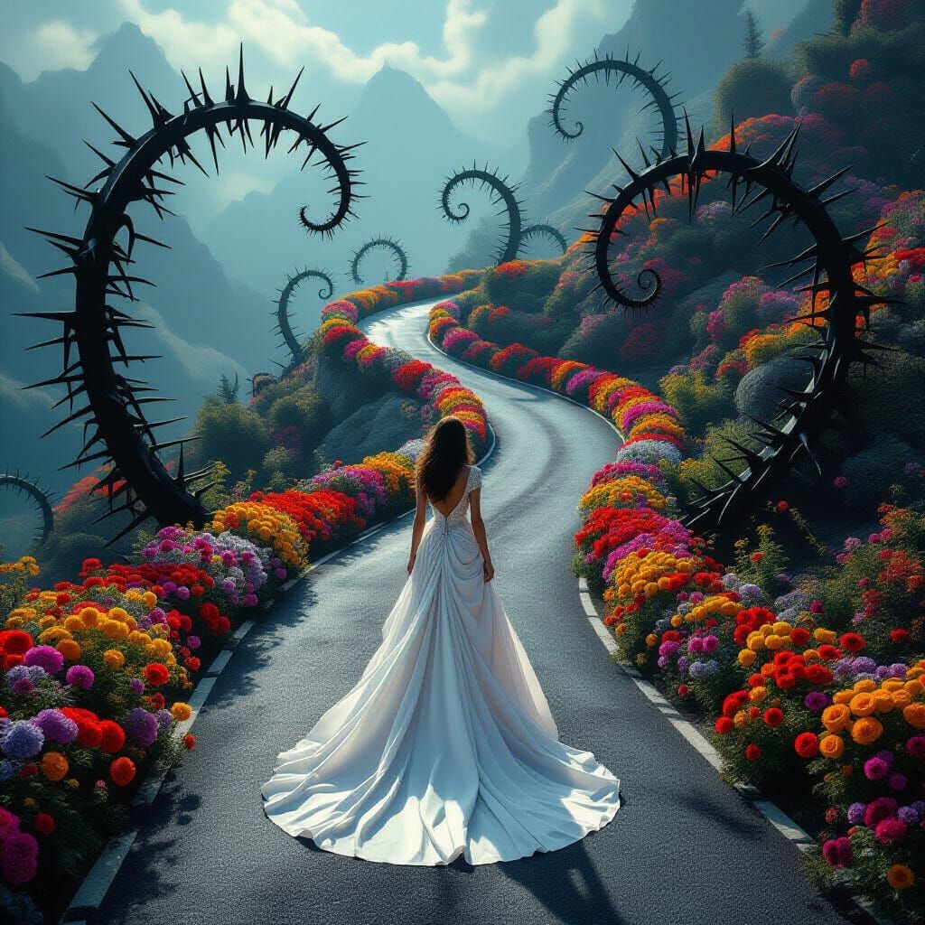 Surreal Floral Road Inspired by Ash Thorp