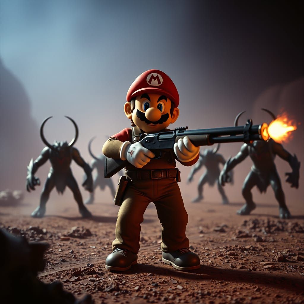 Mario's Hellish Battle: Cinematic Film-Style Showdown