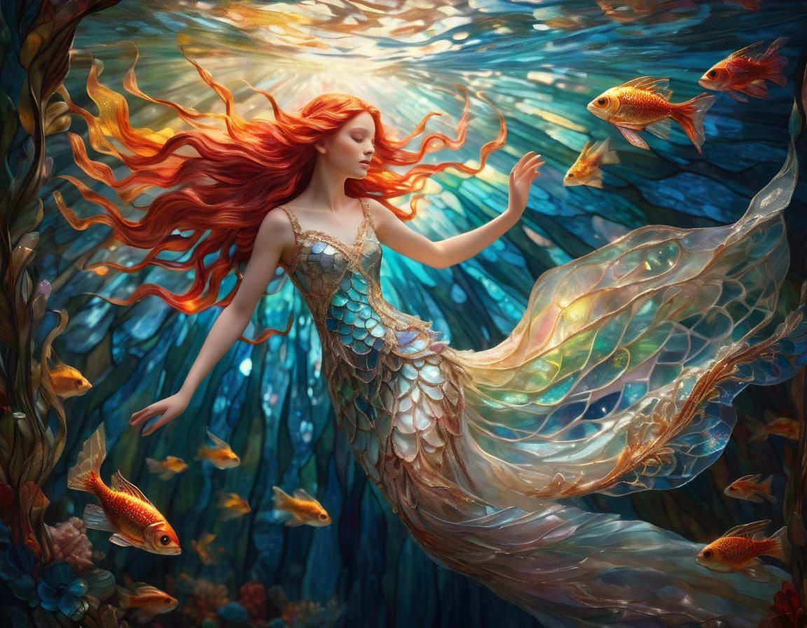 Vibrant Stained Glass Fairy with Iridescent Shimmer and Deli...