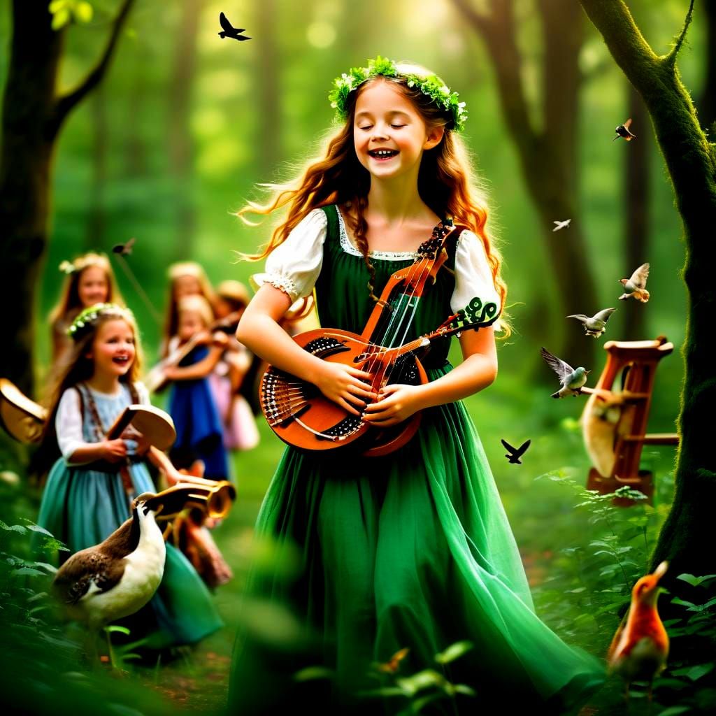 Joyful Celtic Music Scene with Natural Bokeh