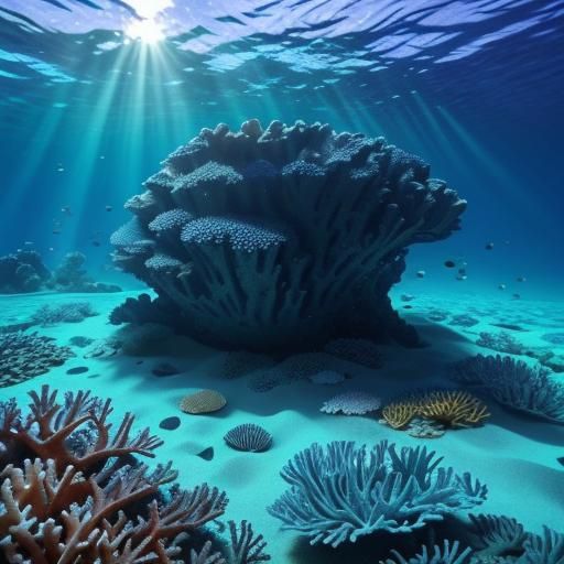 Underwater Coral Reef Scene in Shimmering Light