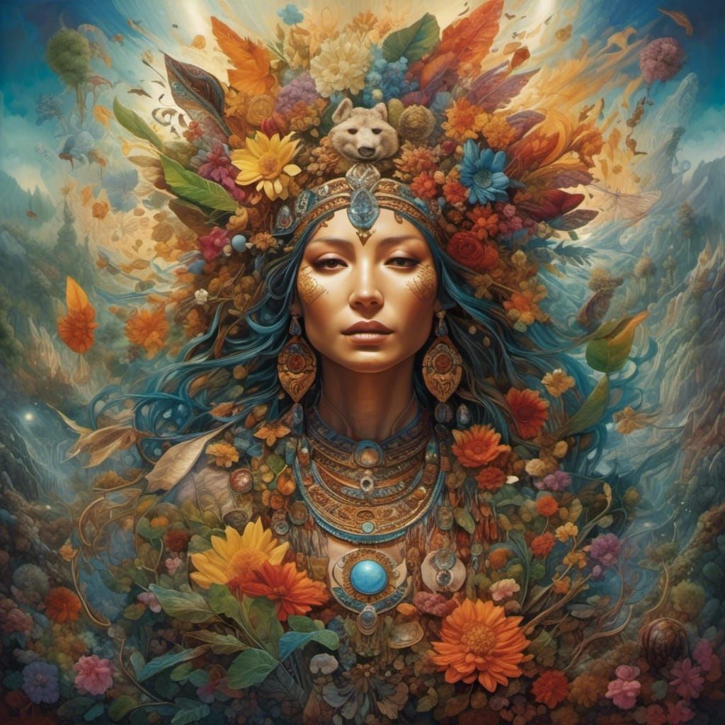 Pachamama: Earth Mother in Hyperreal Landscape