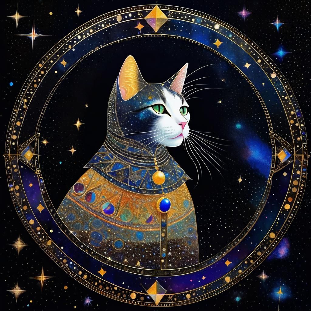 Cosmic Circus Cat in Surrealist Style