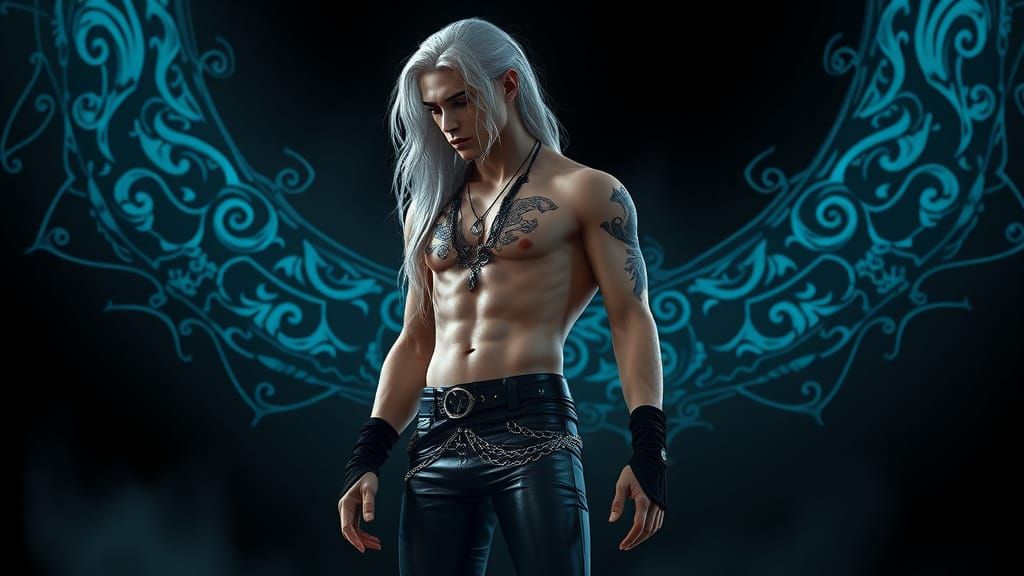 Elegantly Androgynous Goth Vampire LeStat in Dramatic Stance