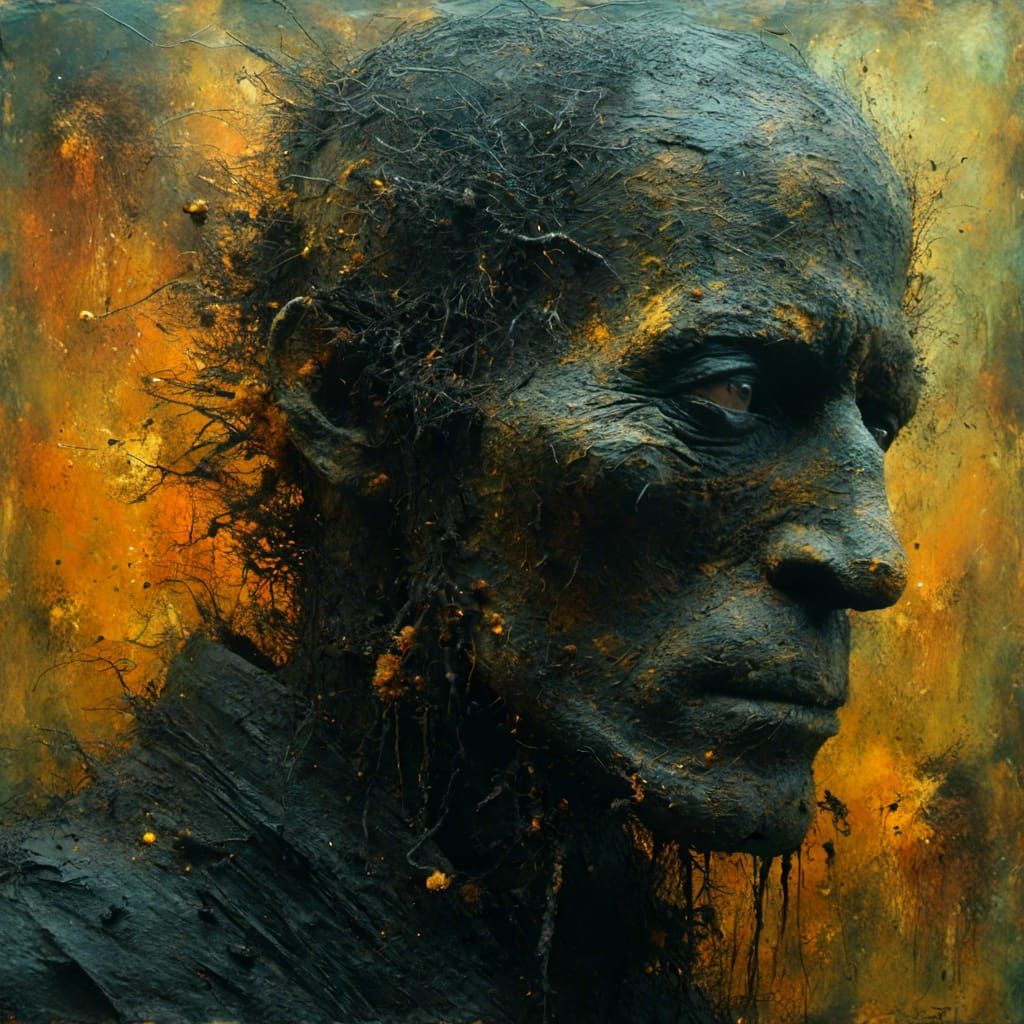 <lora:MJ6 Dark Oil Splash:1.0>A uncanny spooky horrible haun...