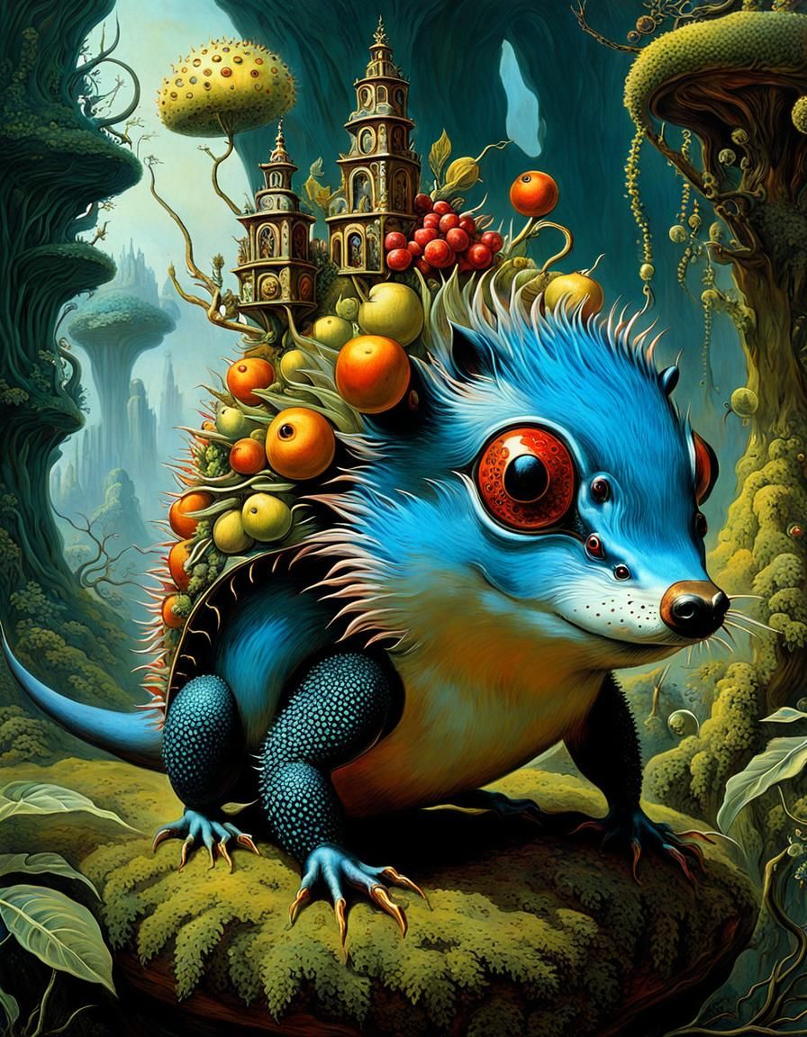Surreal Salamander Hedgehog Apple Hybrid