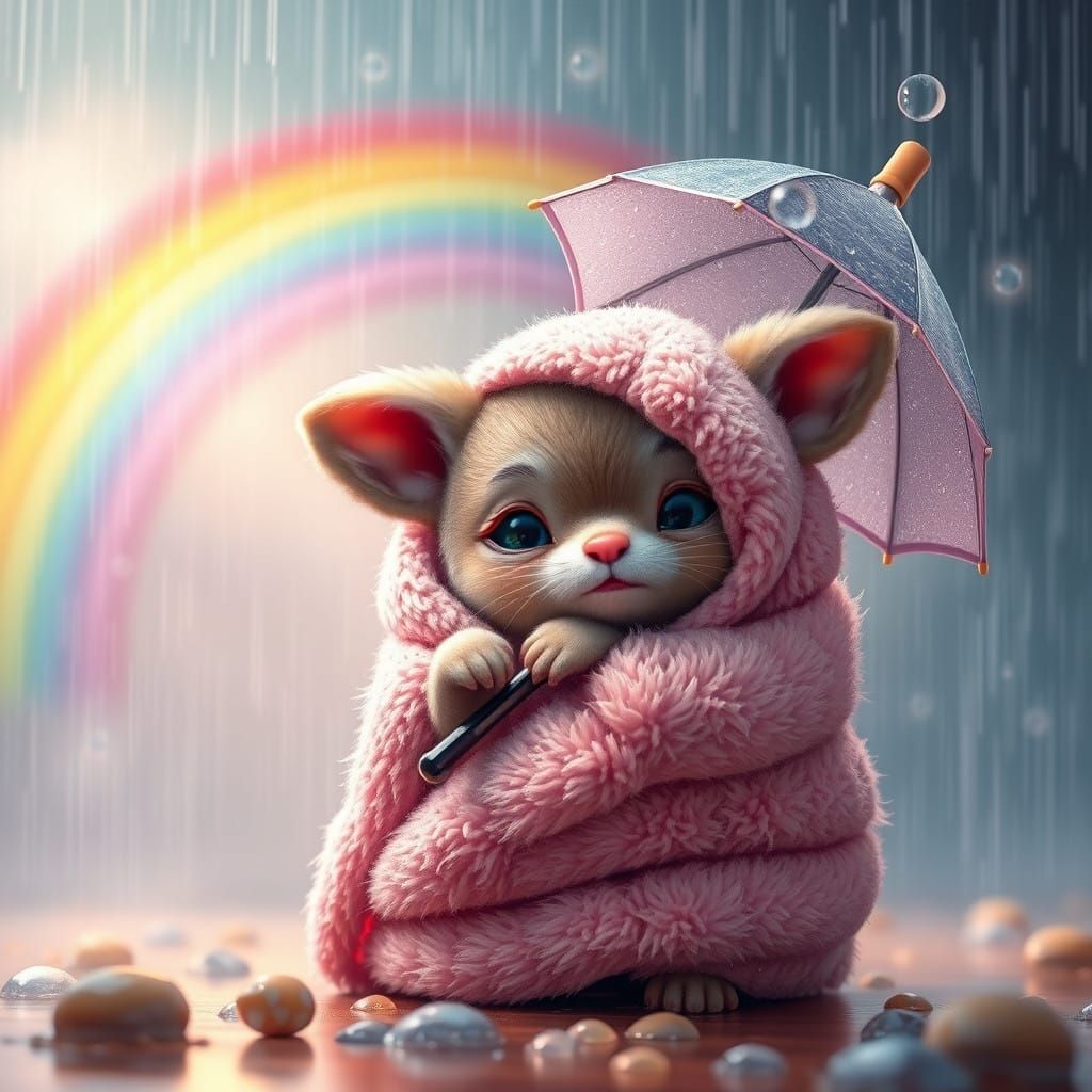 Whimsical Baby Lamar Under a Rainbow