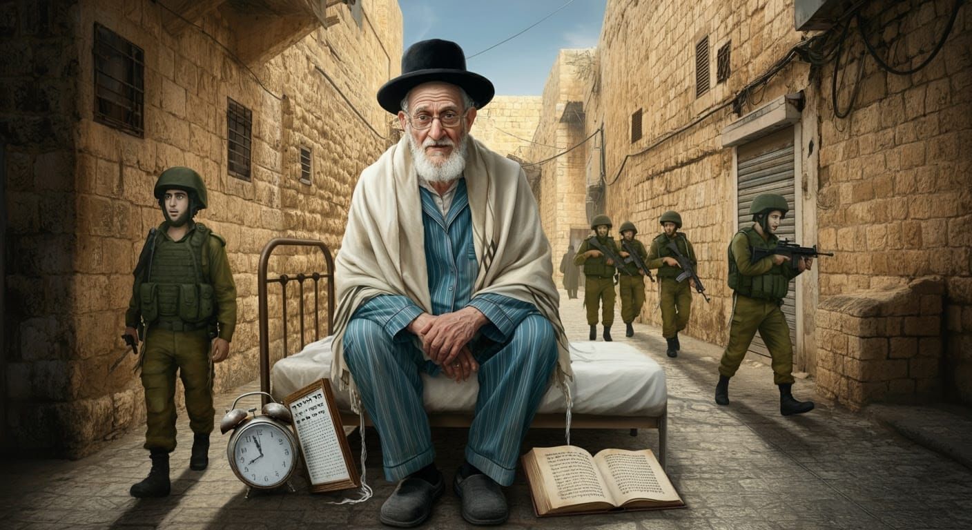 Hasidic Man on Jerusalem Street, Digital Comic Art
