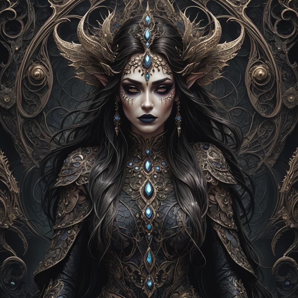 Dark Fae Couple in Mystical Forest, Watercolor Style