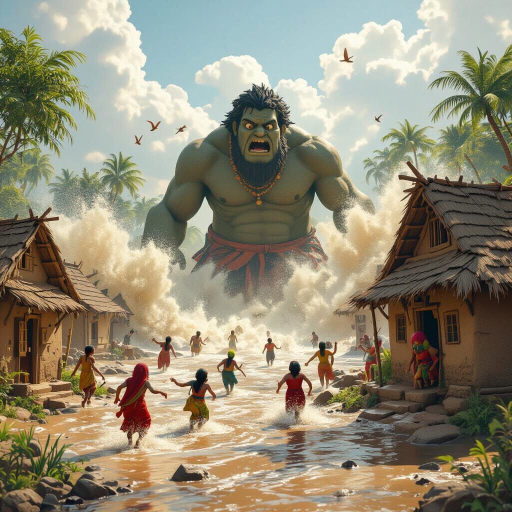 Indian Village Flood: Cartoonish Dam Break Disaster