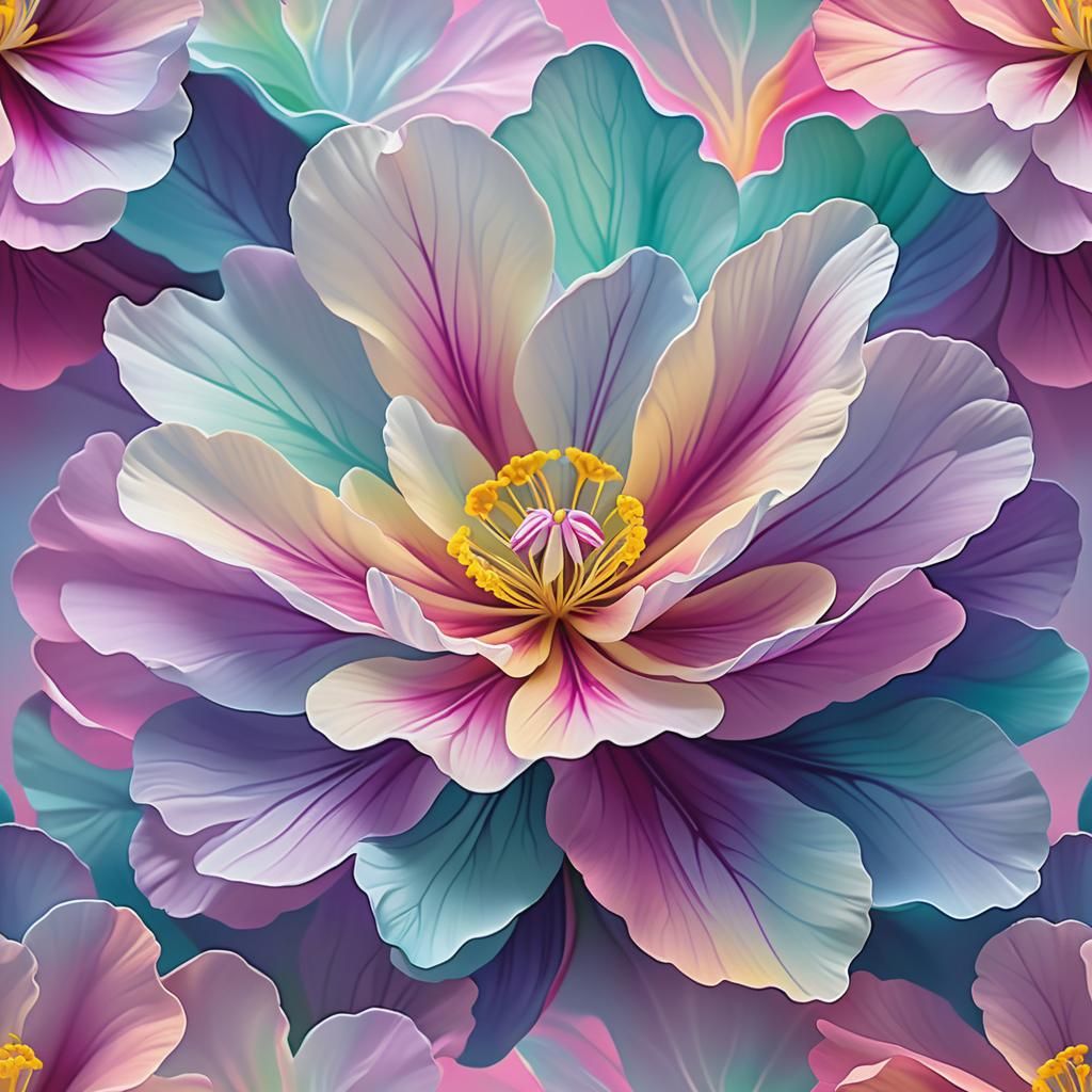 Abstract Primrose Flower in Vibrant Surrealism Style