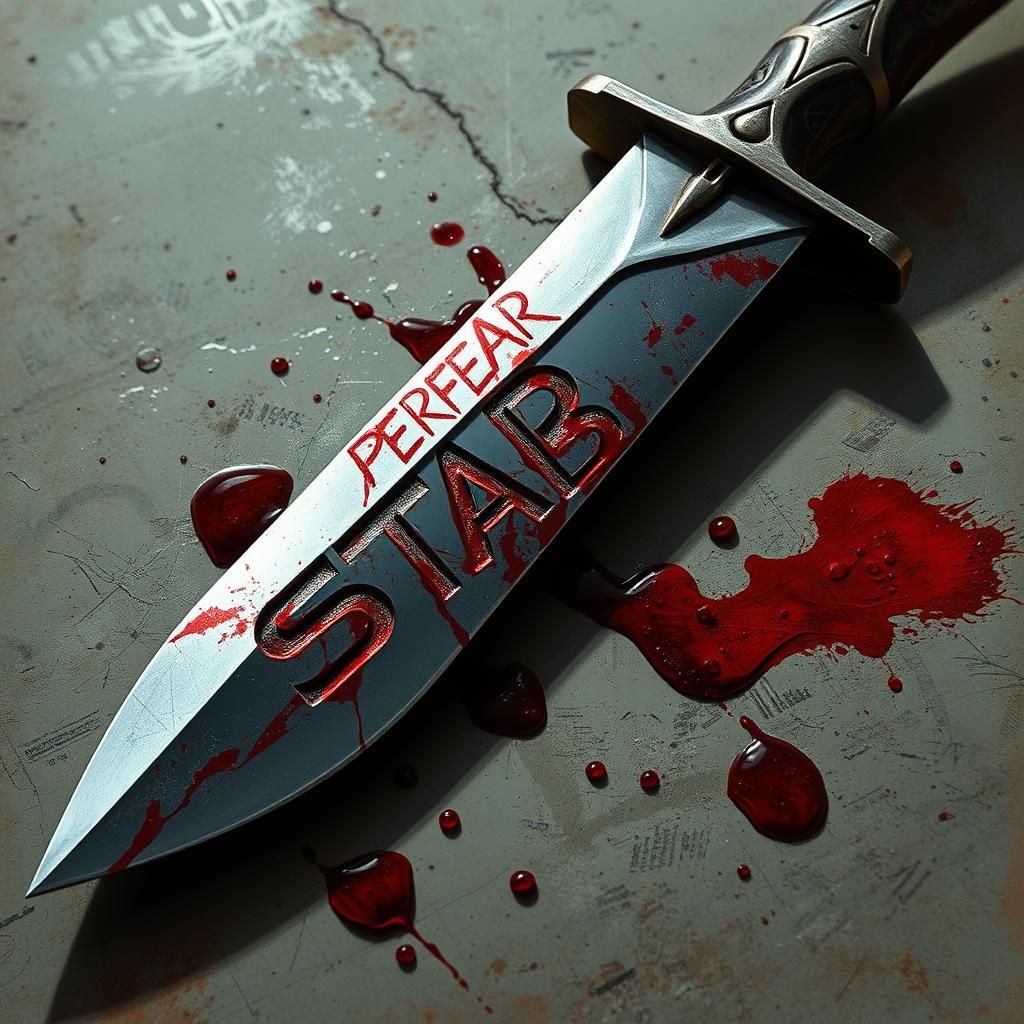 Blood Stained Dagger with Engraved Text, Digital Art