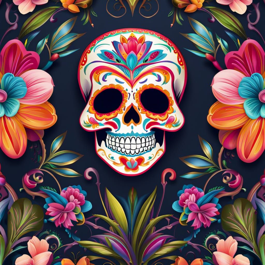Intricate Sugar Skull Digital Painting