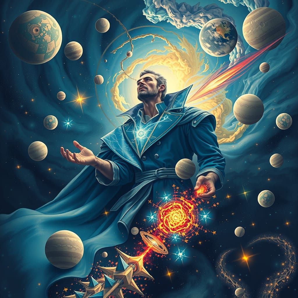 Cosmic Giant Devouring Galaxies: A Digital Art Masterpiece