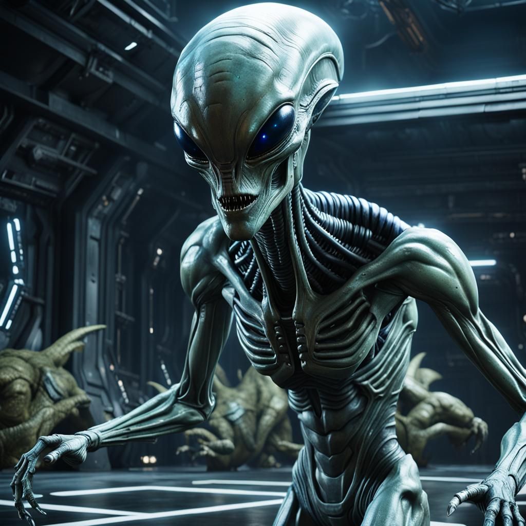 Beautiful Alien Female in 3D Game Cinematic Style