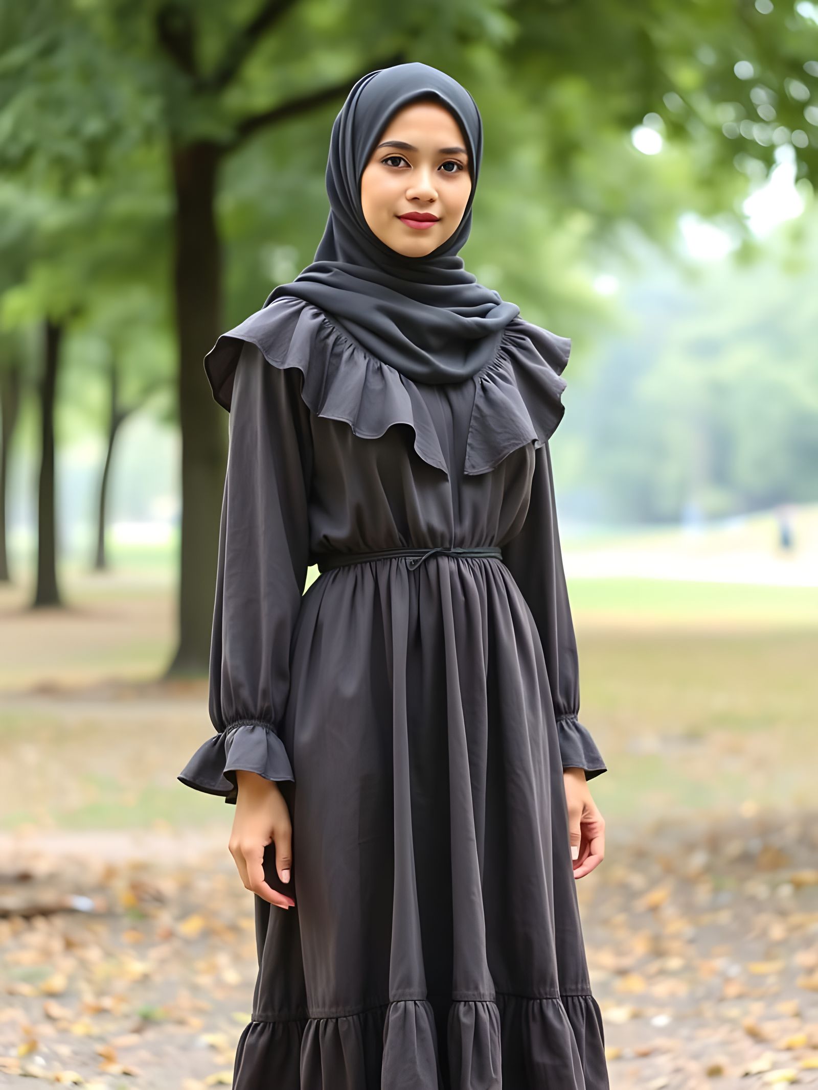 Boho Chic Hijabi Dress Design in Neutral Colors