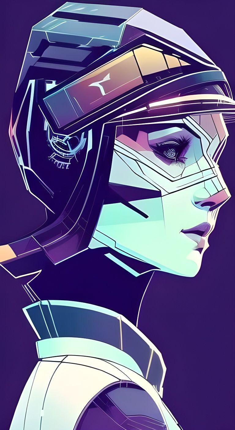 Cyberpunk Woman Portrait Under the Moon