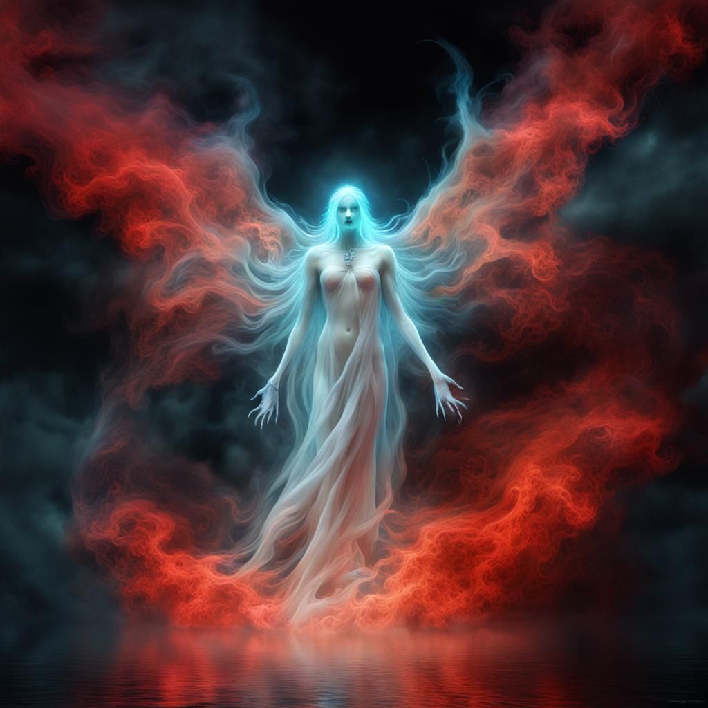 Ethereal Demon Ghost in Bioluminescent Starscape