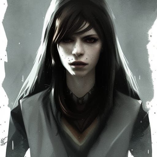 Sinister Wolf Girl in Dark Fantasy Style