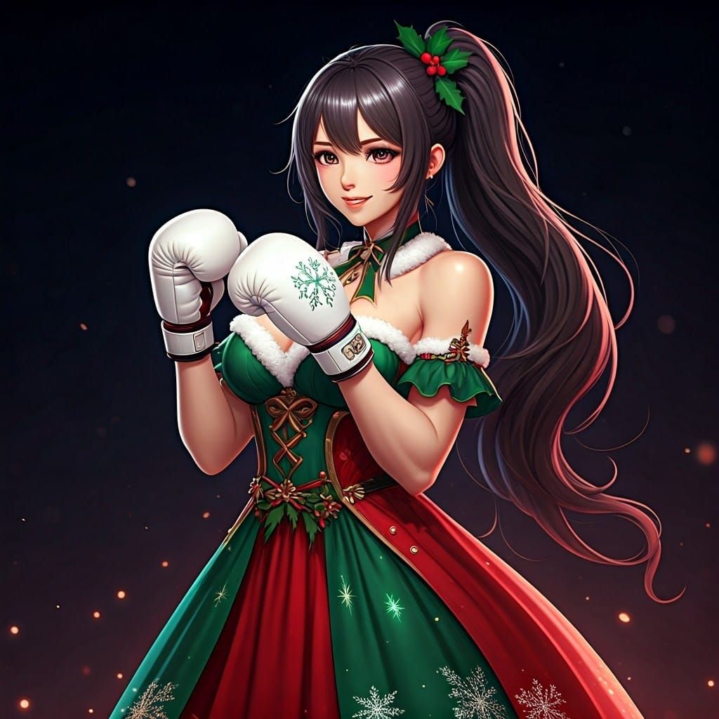 Chiseled Christmas Warrior in Vibrant Holiday Attire