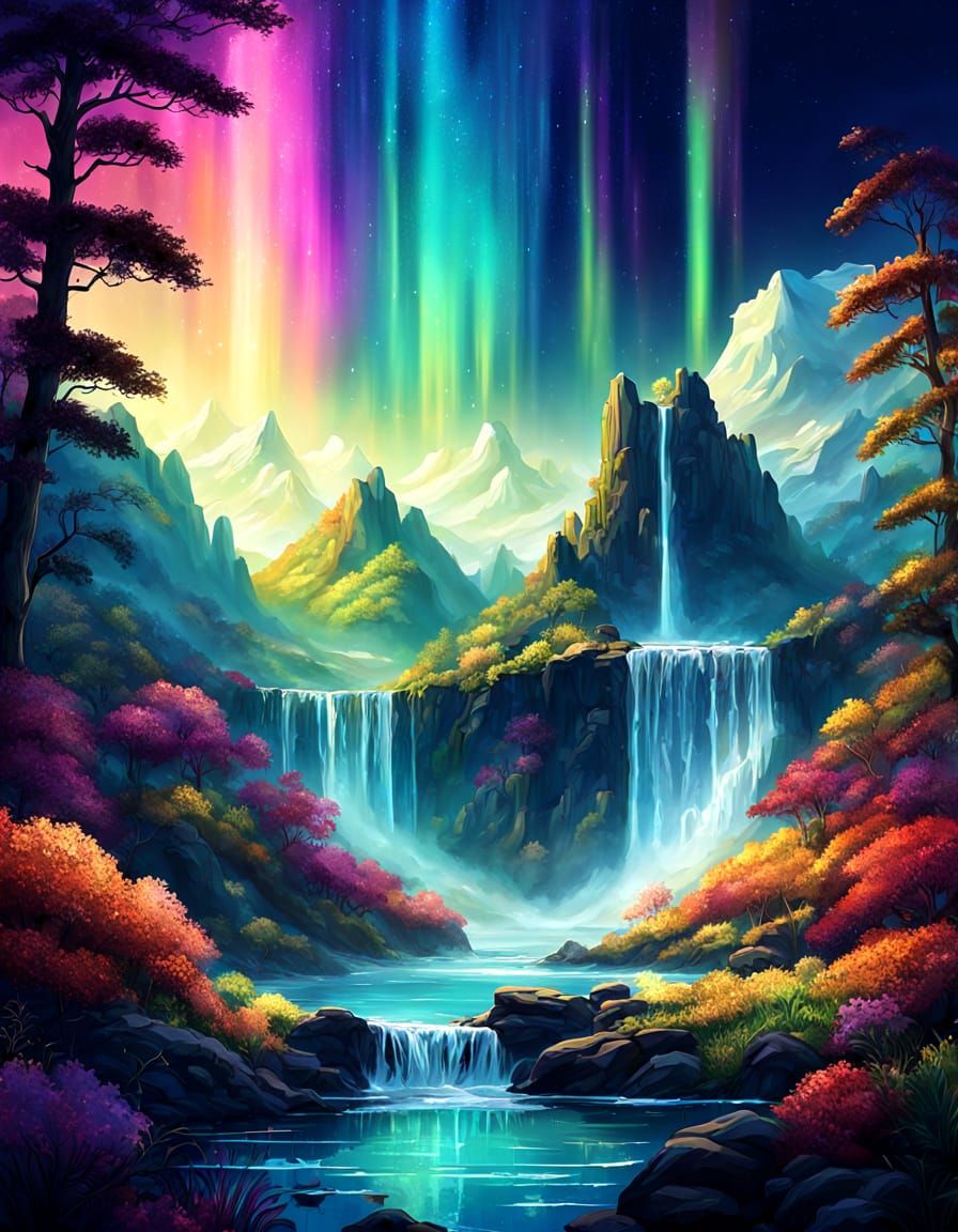 Luminous Earth: A Vibrant Fantasy Landscape