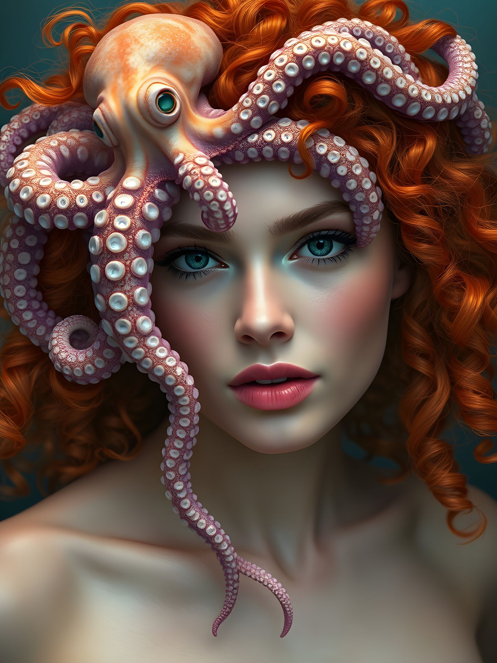 Octopus Girl in Photorealistic Art