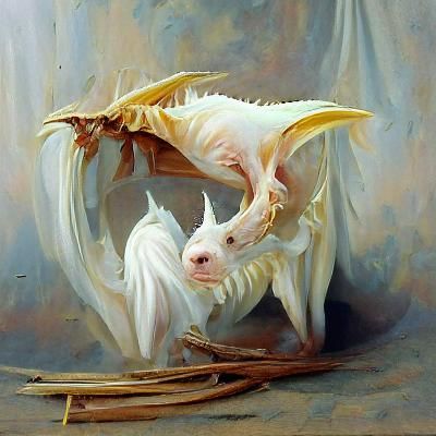 Albino Bat Dragon in Oil Painting Style