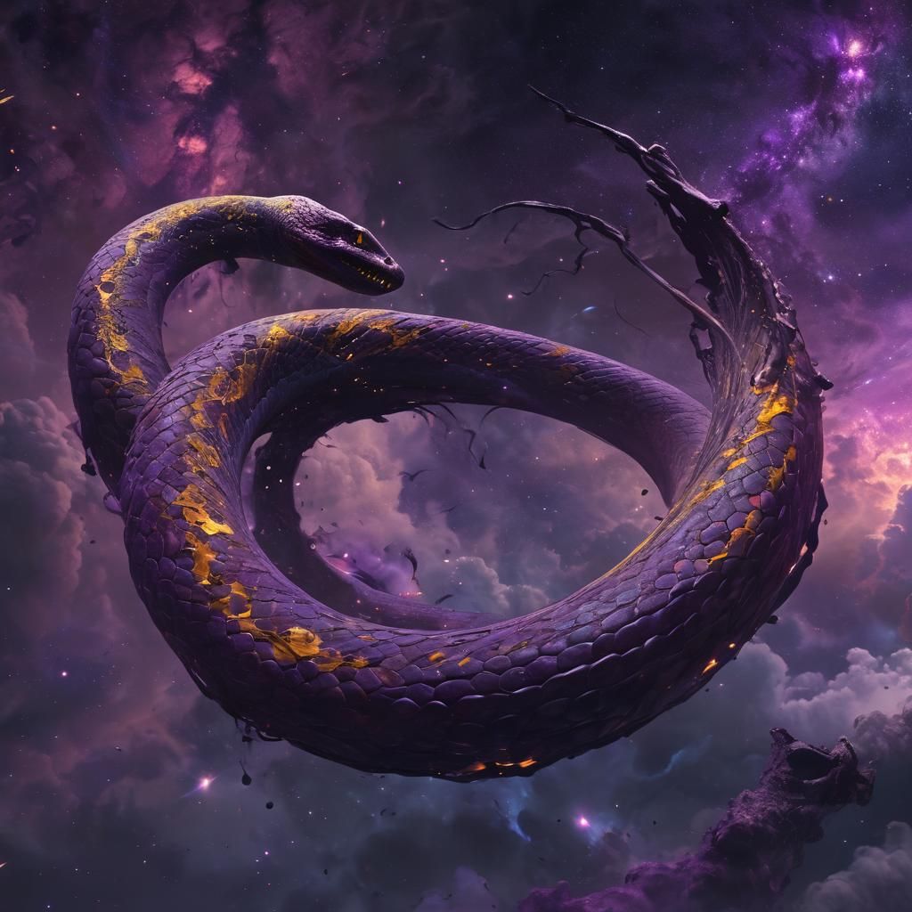 Cosmic Snake Black Hole Devouring the Universe