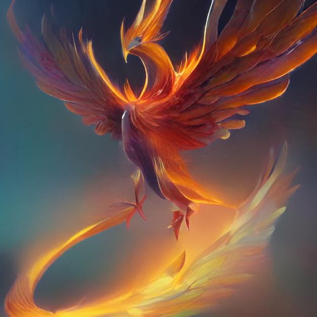 Fiery Phoenix Portrait in Anime Art Style