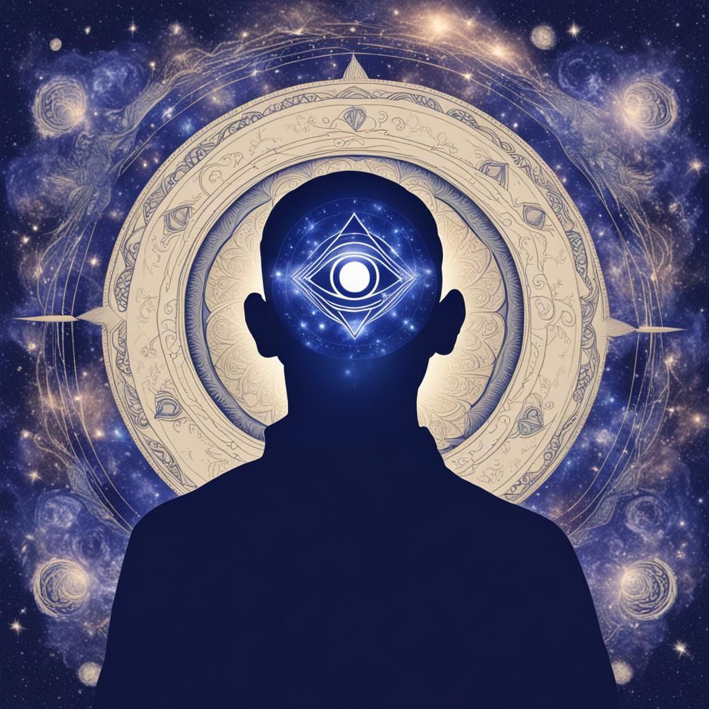 Indigo Third Eye Chakra Silhouette in Cosmic Universe