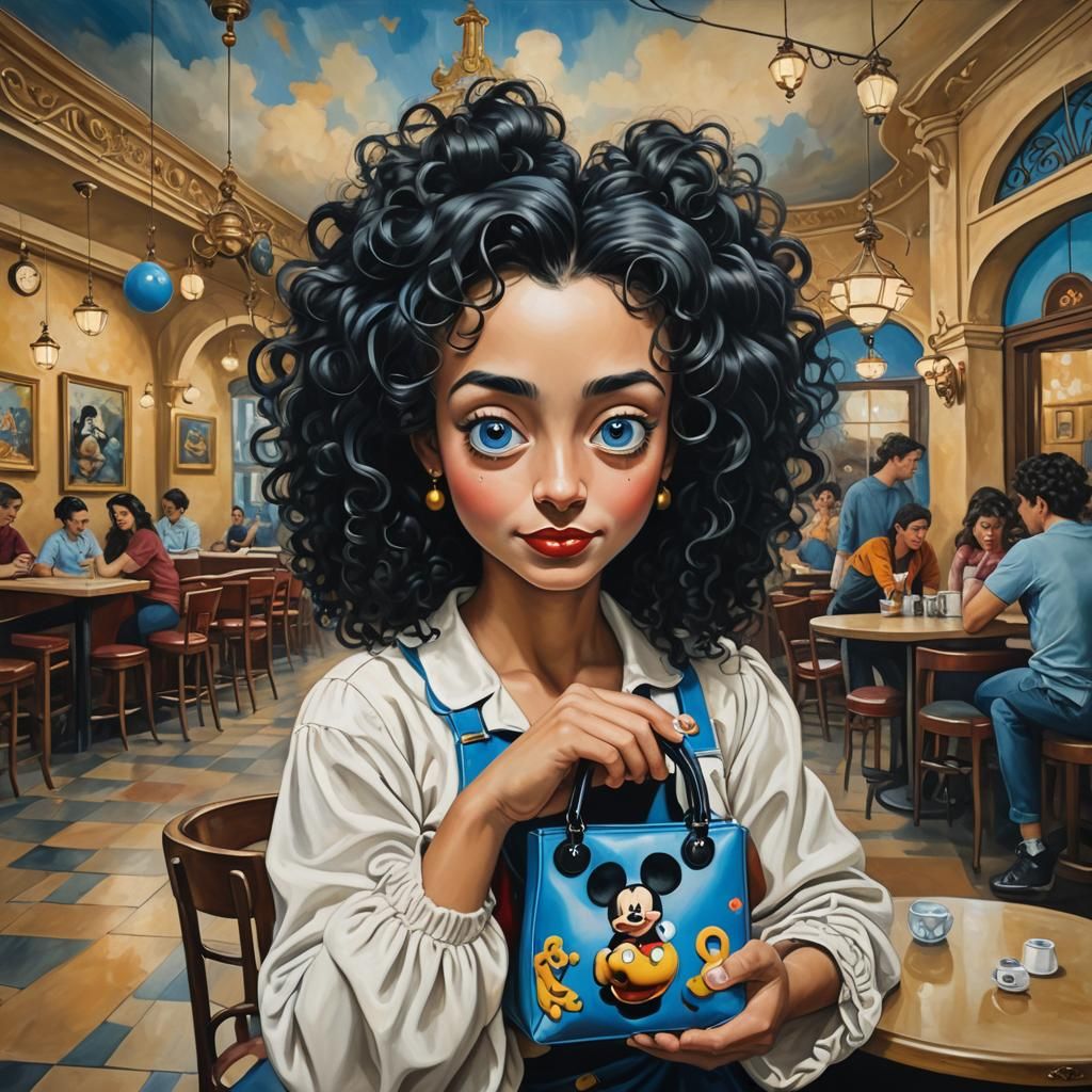 Surreal Brazilian Woman at Disneyland in Dali Style
