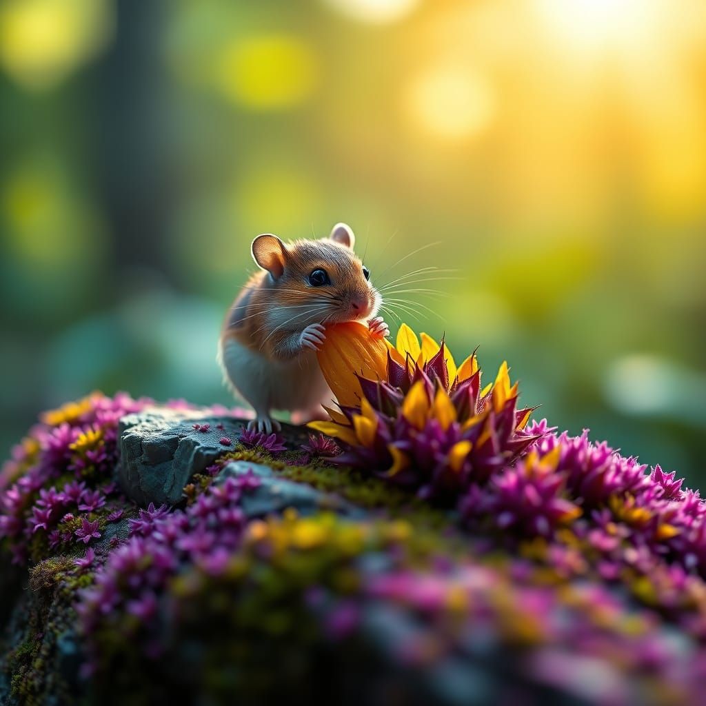 Hyperrealistic nature photography. Extreme close-up shot. A ...