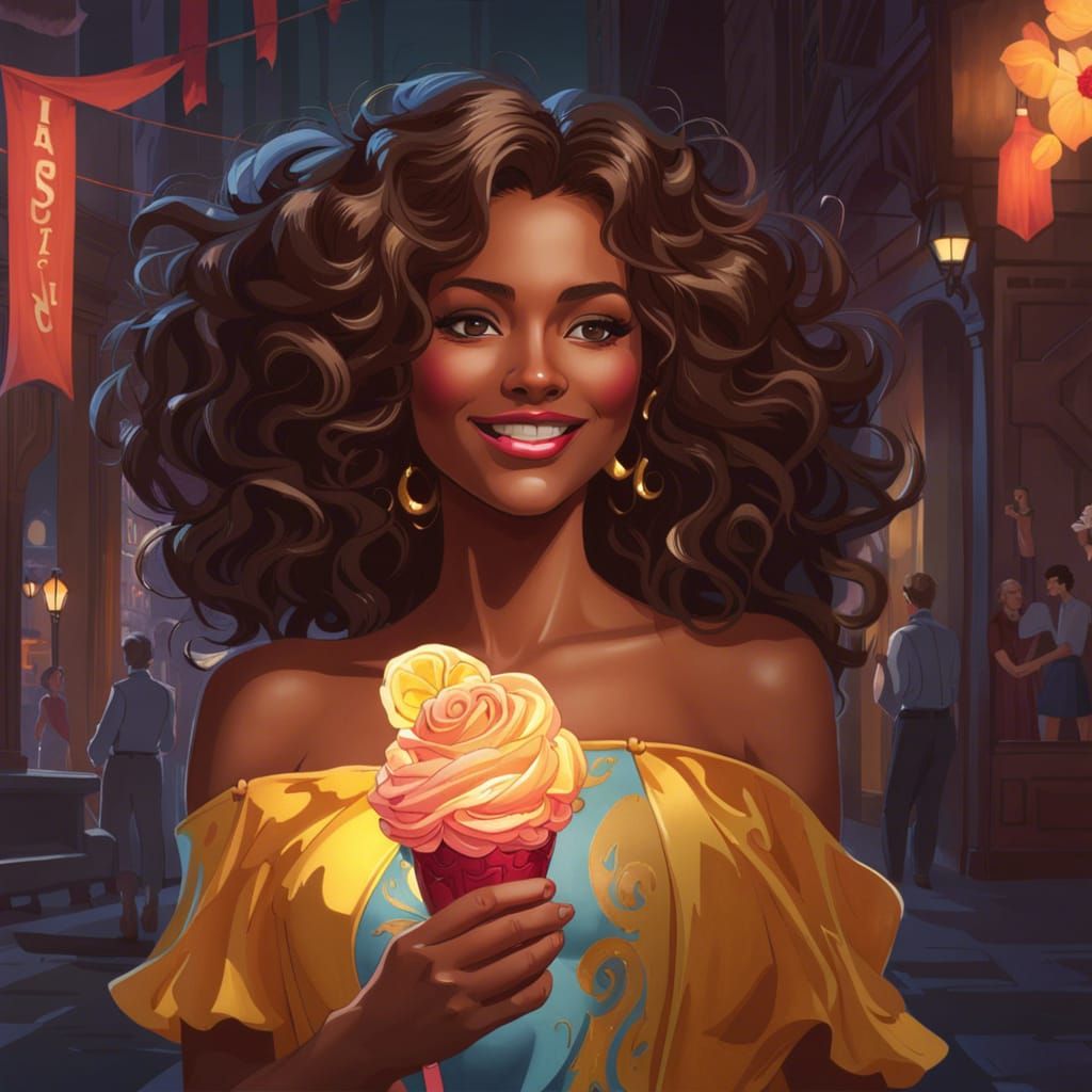 Joyful First Ice Cream Lick: Hyperdetailed Portrait