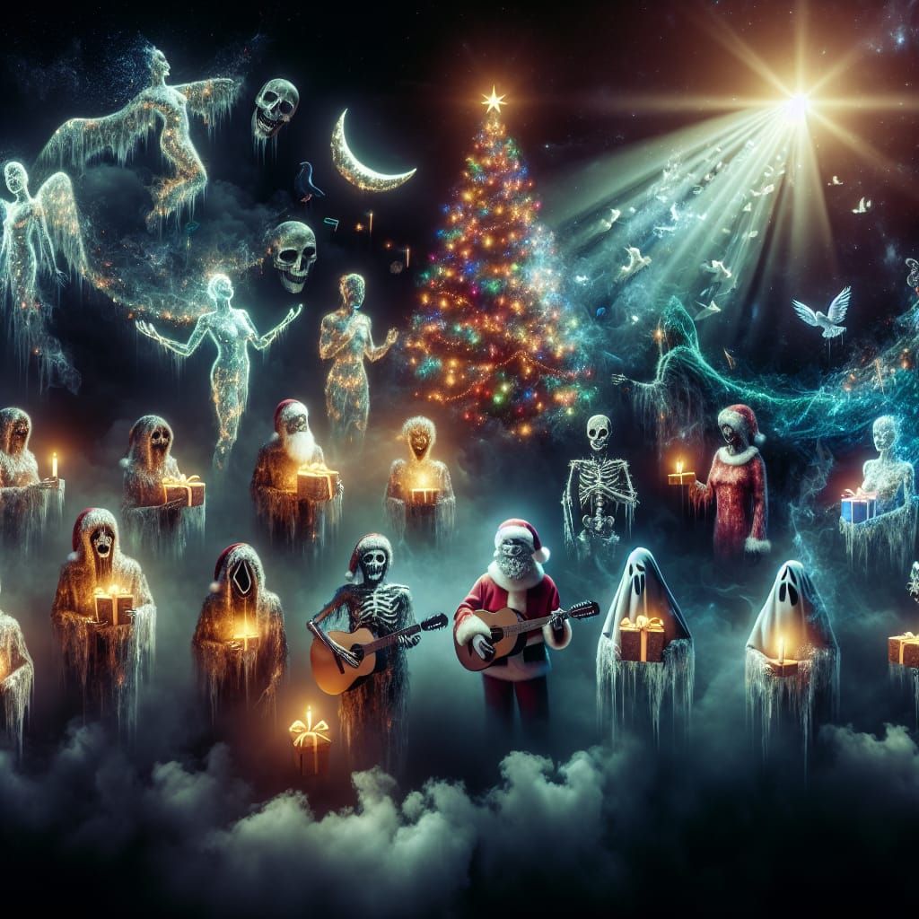 Creat a halloween Christmas, undead carolers, haunted gifts,...